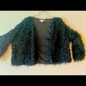 Lauren Conrad Black Poly feather jacket